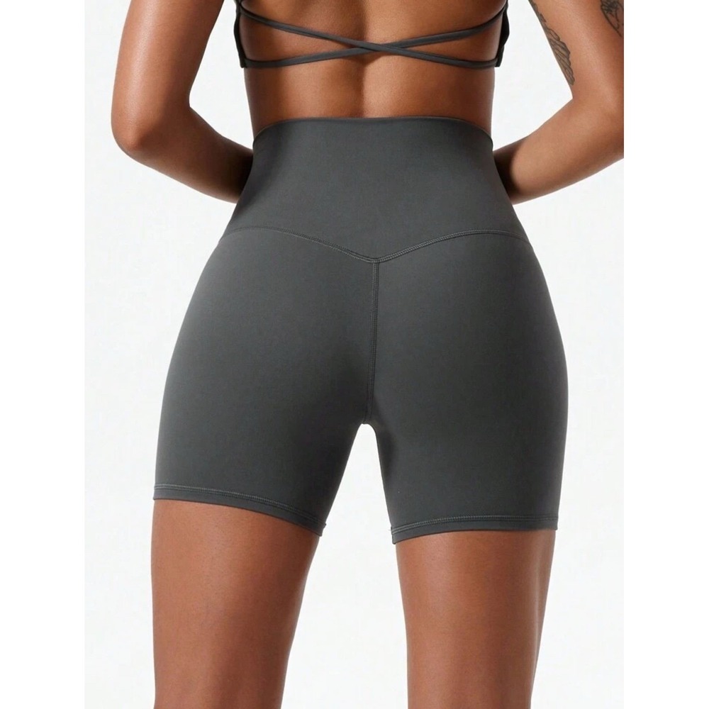 Gray High Waisted Athletic Gym Workout Shorts Women Size Small Charcoal - Picture 4 of 4